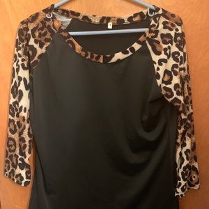 Black and Leopard Print Shirt
